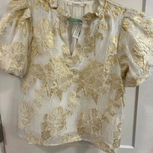 Eloquii Cream Puff Sleeve Embellished Blouse